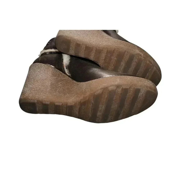 Moncler Brown Leather Merino Fur Boots Platform Wedge Booties 39 USA 8.5 - Picture 10 of 14